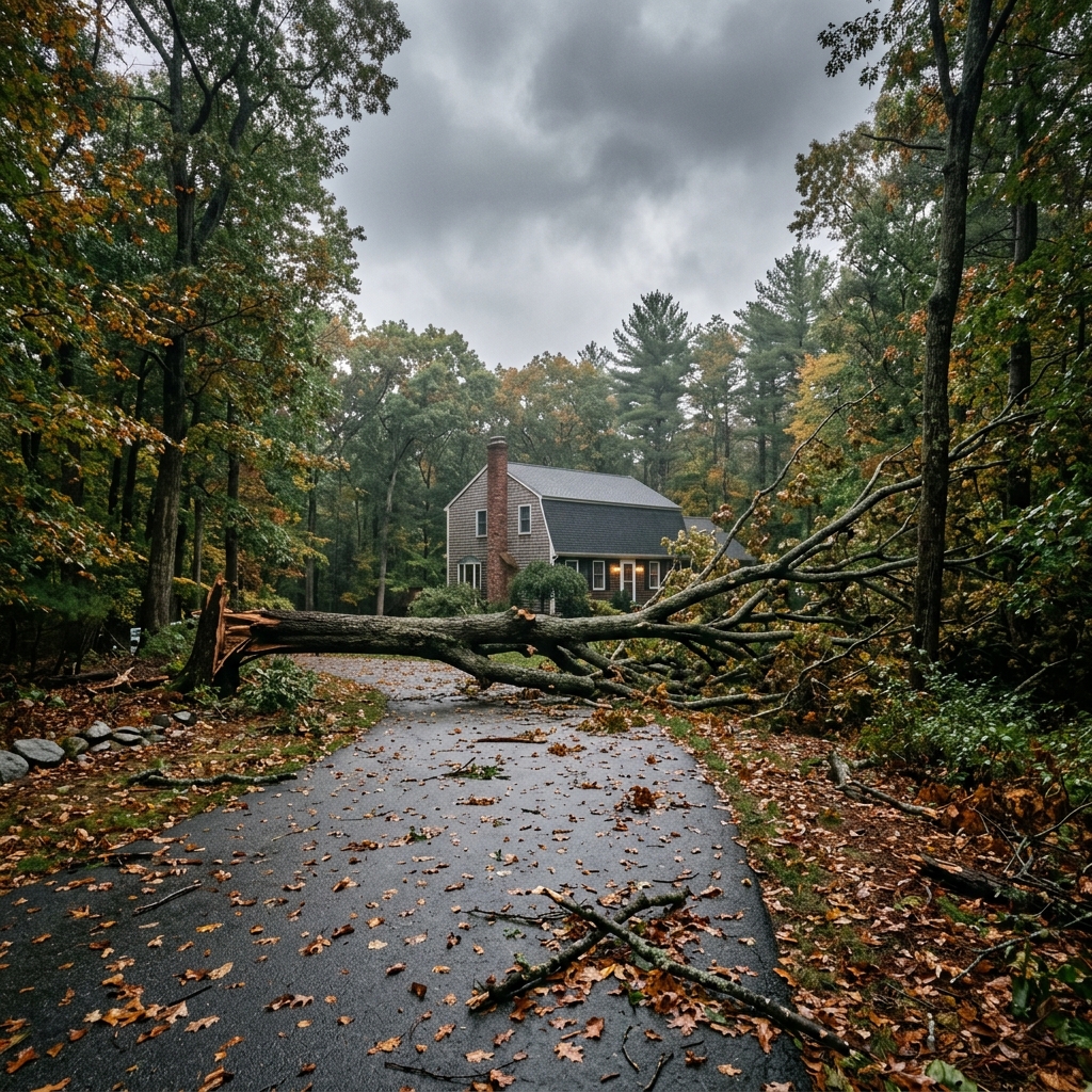 Before — Fallen Oak Cleared From Driveway After August Storm