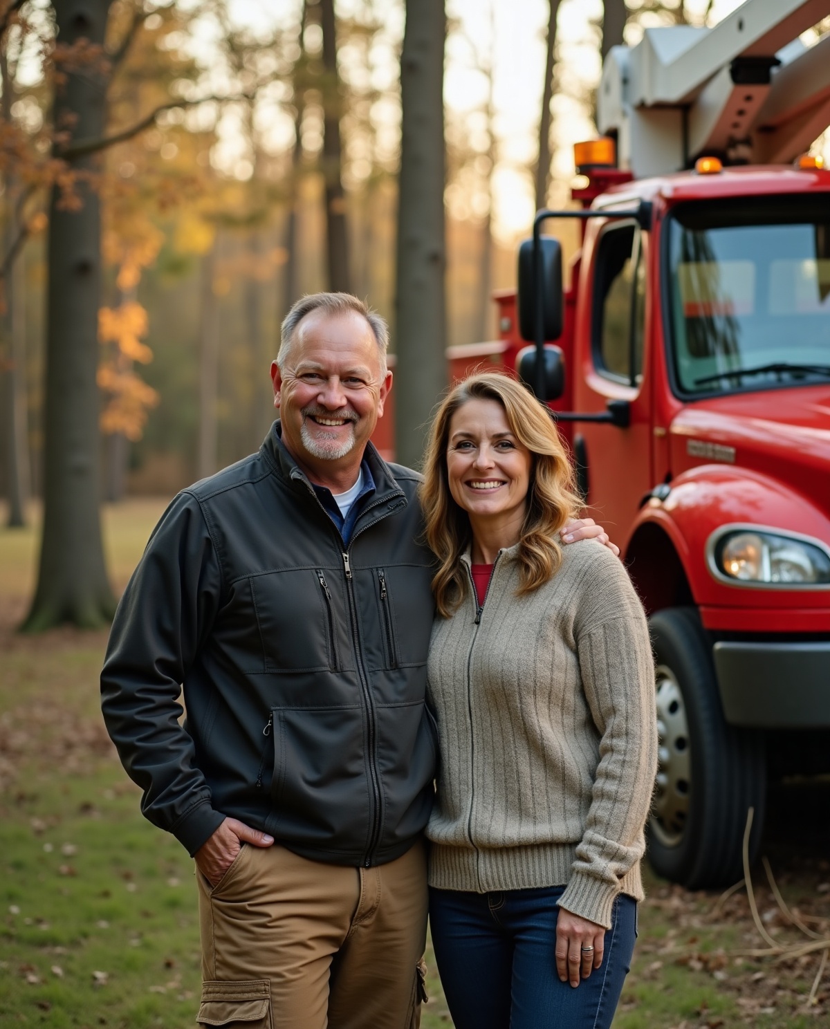 Happy Northern Michigan homeowners after MHM Tree Services job